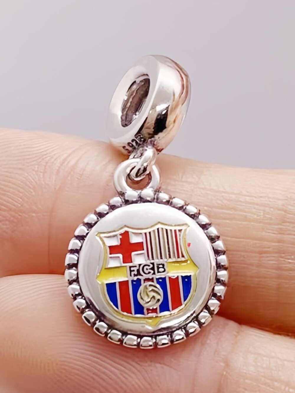 Pandora FC Barcelona Keychain Key Chain Ring "Barca" Mini Stainless Steel Ball